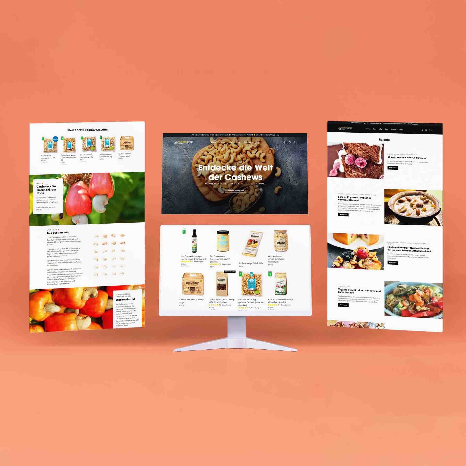 Visuals of the website of cashew-shop.com