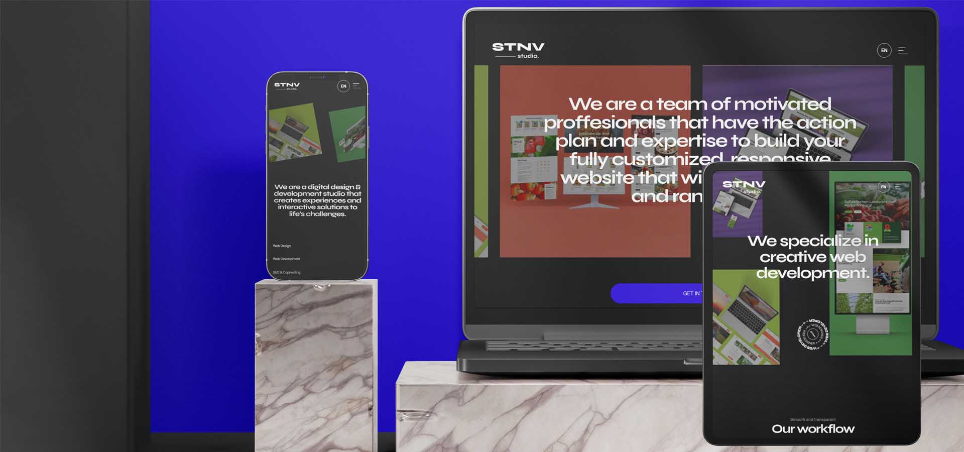 STNV studio. responsive website webdesign digital marketing visualisation
